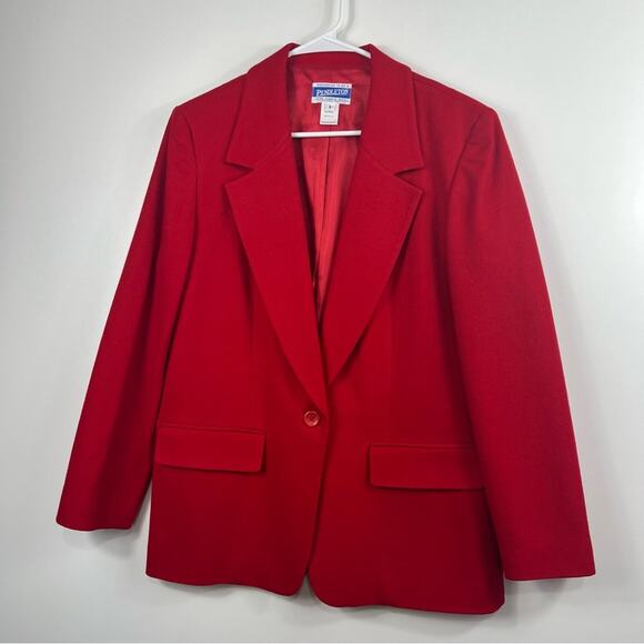 Pendleton Vintage Red 100% Virgin Wool Made in USA Blazer Size 8 Office Holiday - Picture 10 of 10